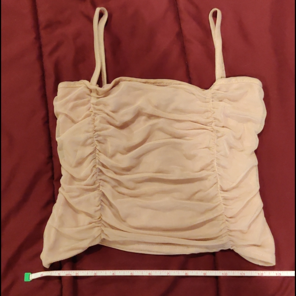 🌸SOLD🌸 Nastygal ruched mesh tank crop top